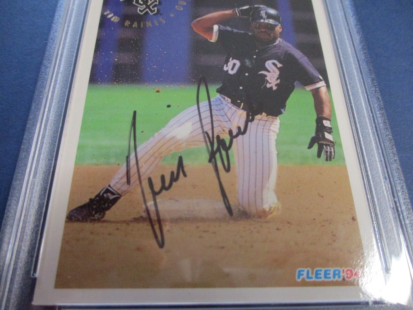 Tim Raines White Sox Autographed Signed 1994 Fleer Card #93 PSA Slab Auth.