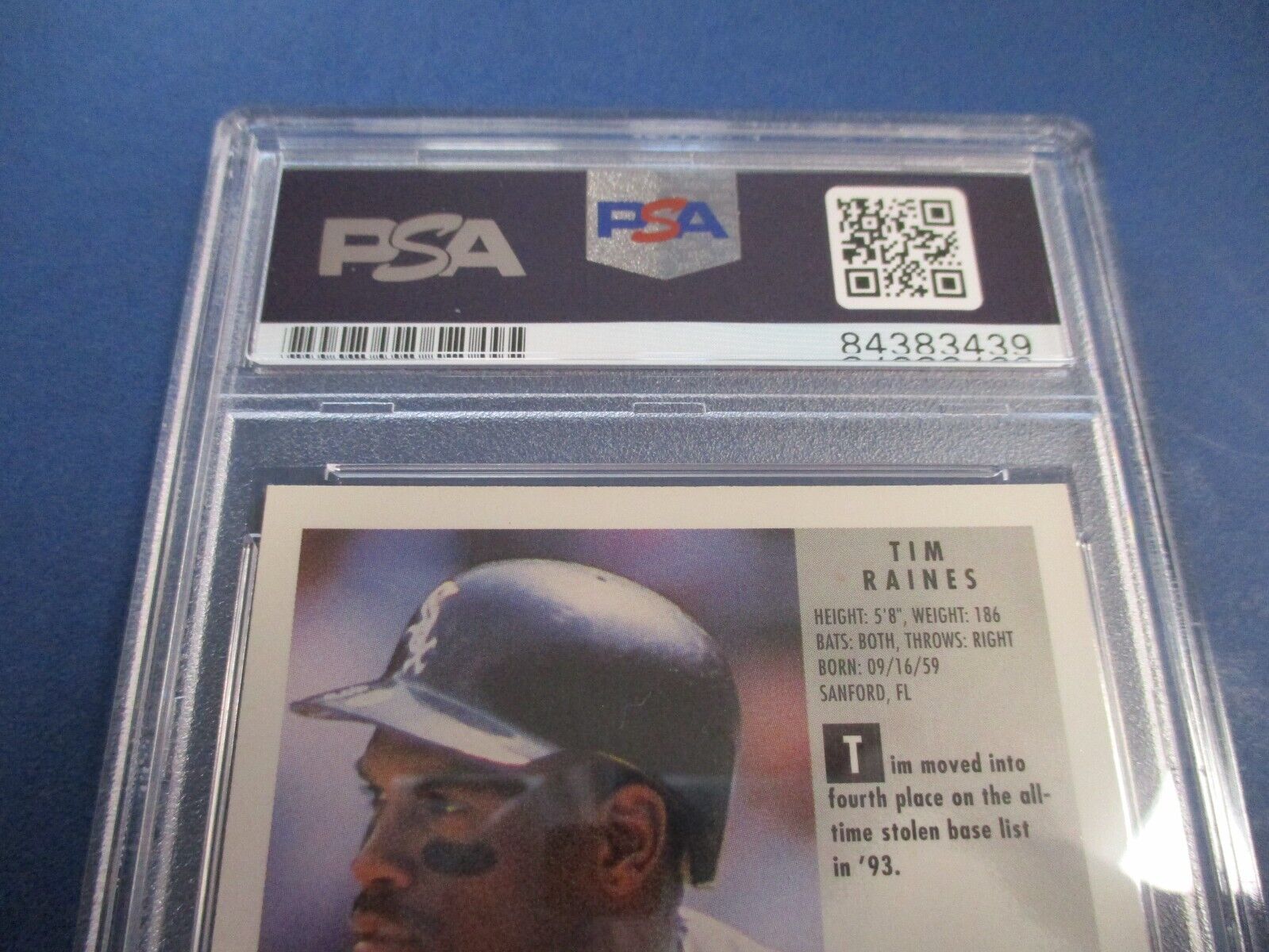 Tim Raines White Sox Autographed Signed 1994 Fleer Card #93 PSA Slab Auth.