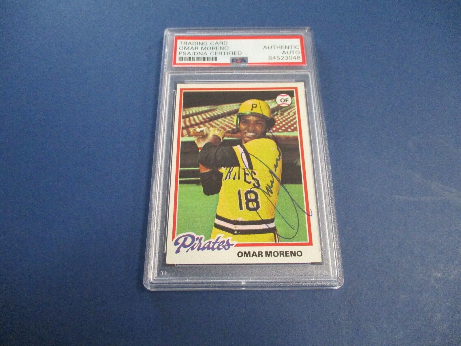 Omar Moreno Pirates Autographed Signed 1978 Topps Card #283 PSA Slab Auth.