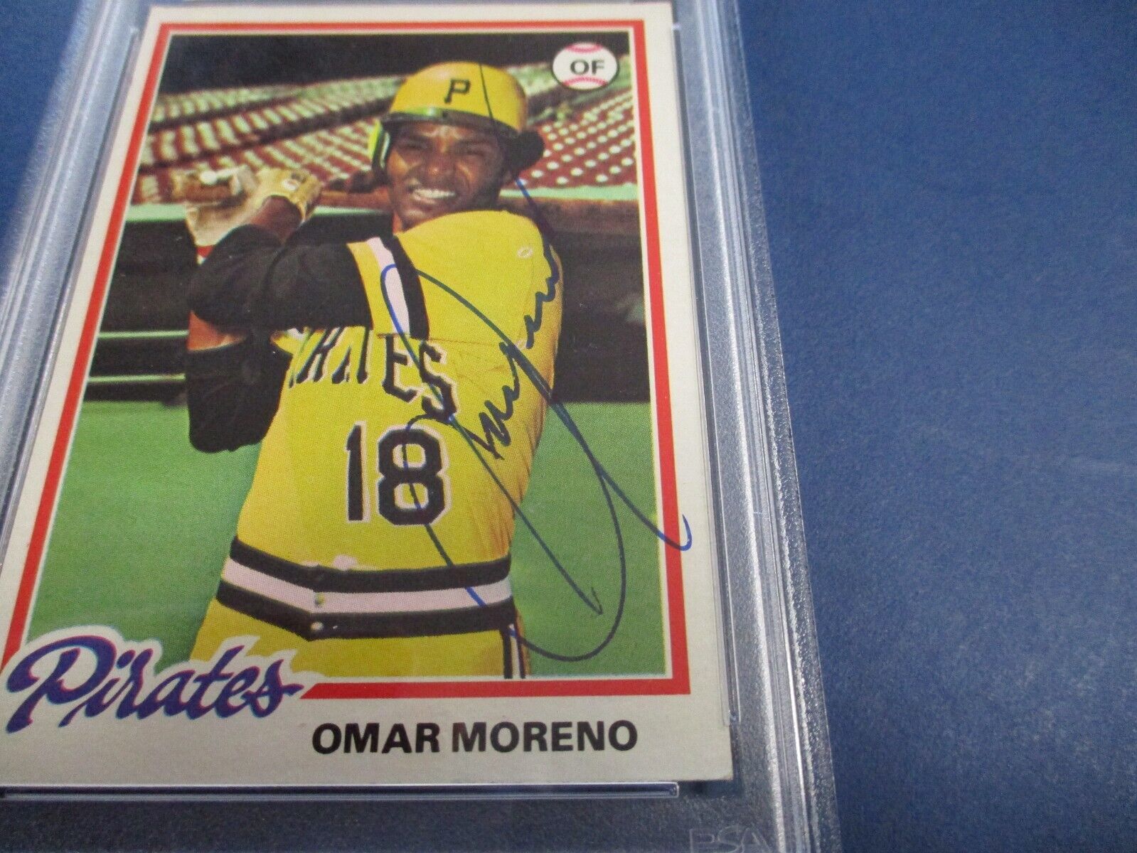 Omar Moreno Pirates Autographed Signed 1978 Topps Card #283 PSA Slab Auth.