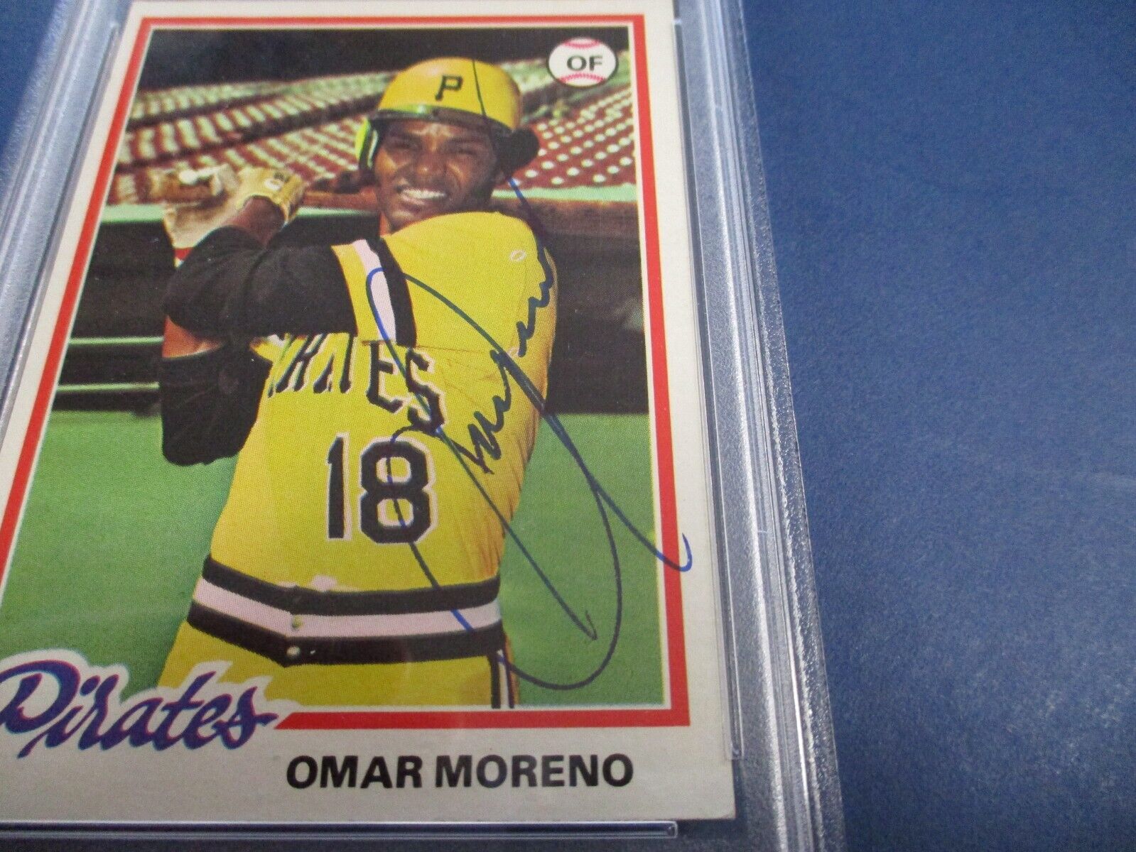 Omar Moreno Pirates Autographed Signed 1978 Topps Card #283 PSA Slab Auth.