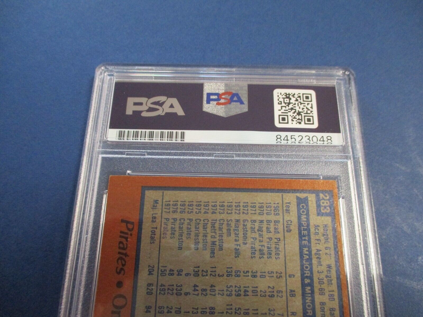 Omar Moreno Pirates Autographed Signed 1978 Topps Card #283 PSA Slab Auth.