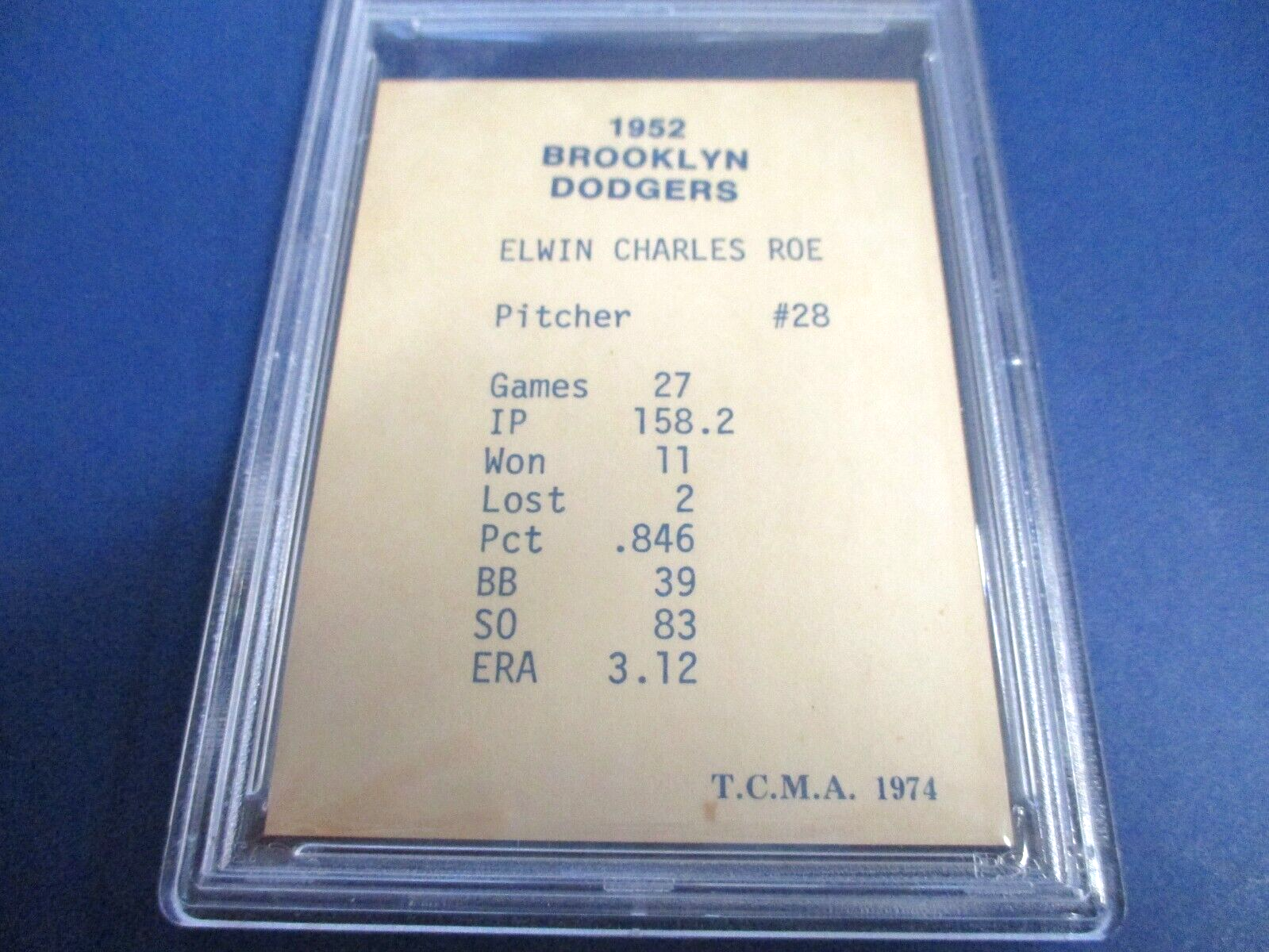 Preacher Roe Brooklyn Dodgers Autographed Signed 1974 TCMA Card PSA Slab Auth.