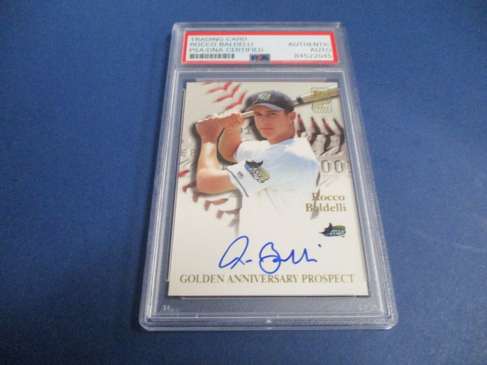 Rocco Baldelli Autographed Signed 2001 Topps Rookie Card #GAA-RB PSA Slab Auth.