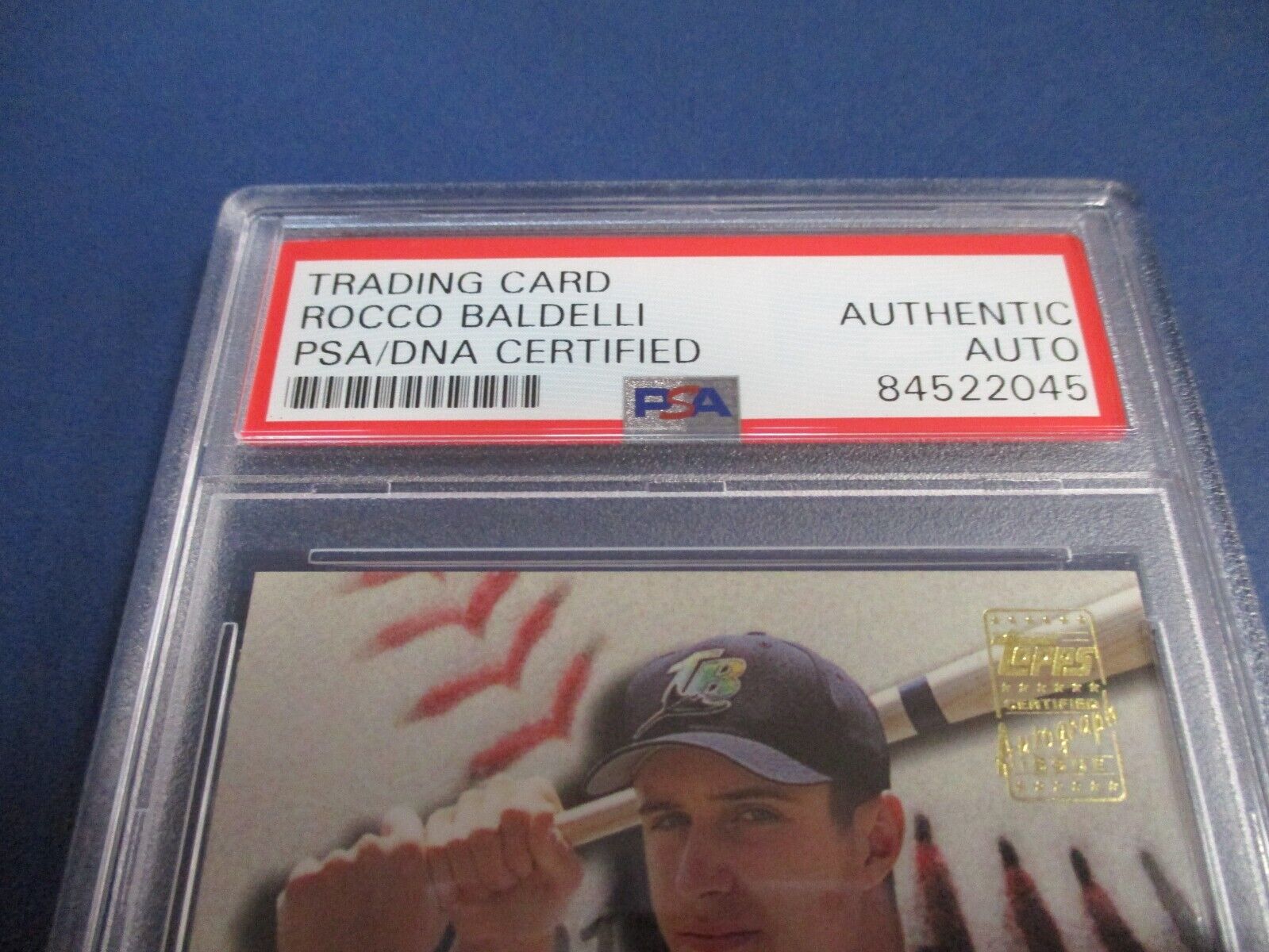 Rocco Baldelli Autographed Signed 2001 Topps Rookie Card #GAA-RB PSA Slab Auth.