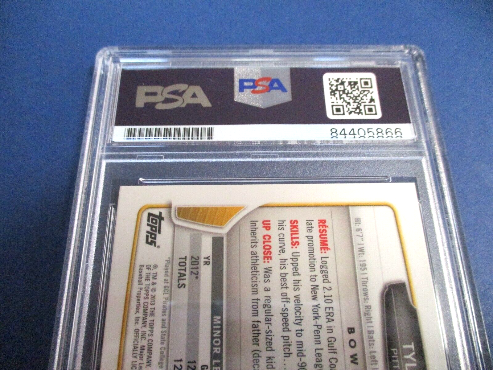 Tyler Glasnow Autographed Signed 2013 Bowman Chrome Card- #BCP134 PSA Slab Auth.