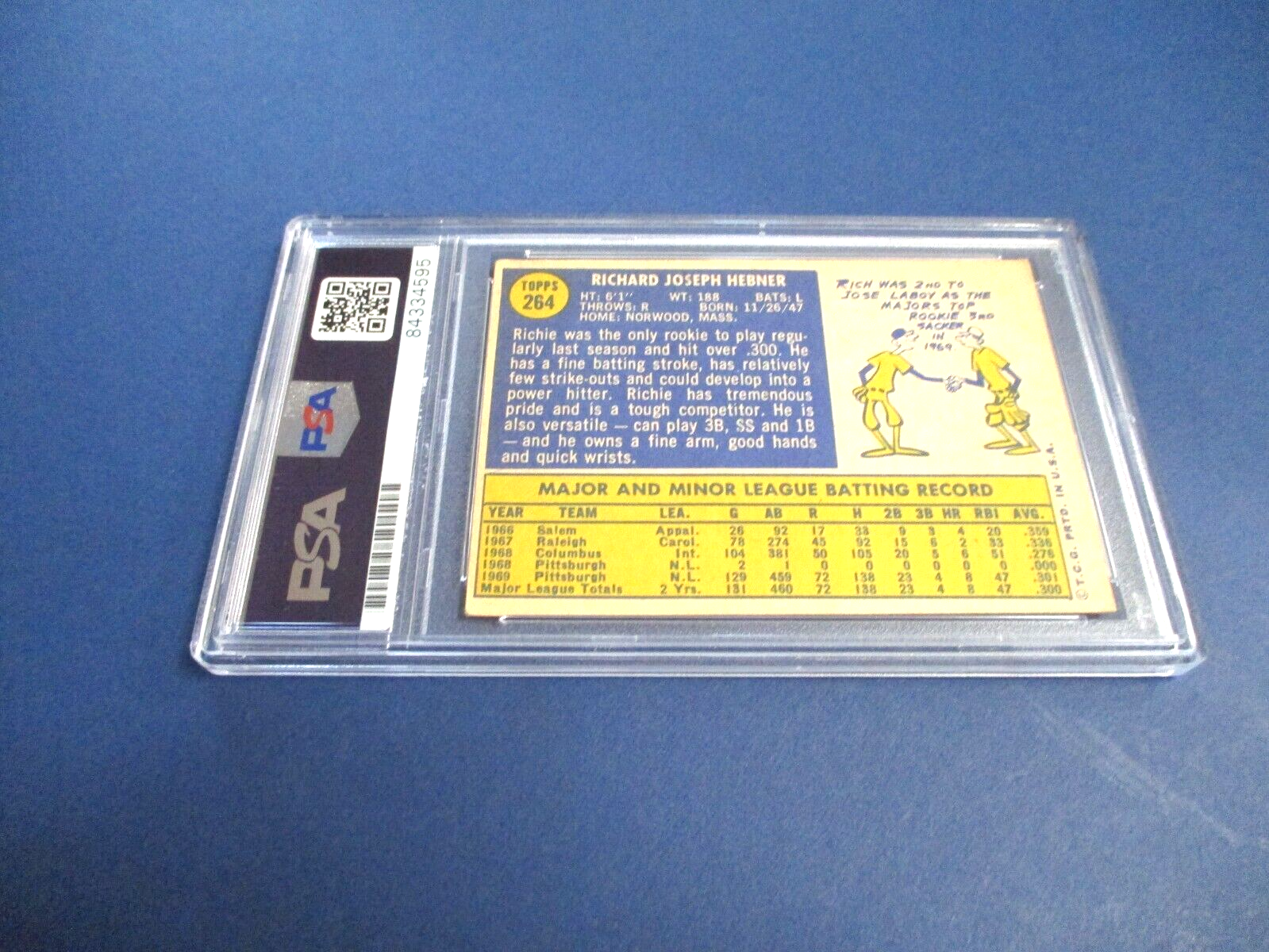 Richie Hebner Autographed Signed 1970 Topps Baseball Card #264 PSA Slab Auth.