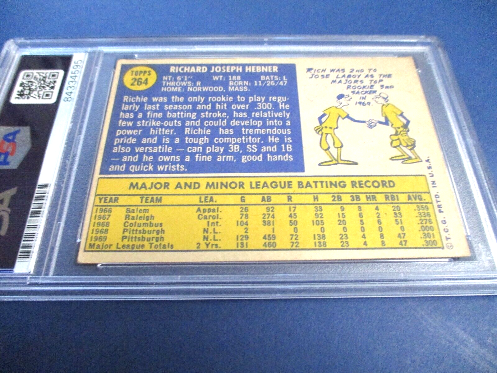 Richie Hebner Autographed Signed 1970 Topps Baseball Card #264 PSA Slab Auth.