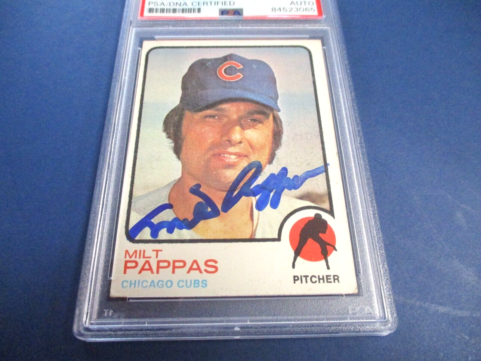 Milt Pappas Autographed Signed 1973 Topps Baseball Card #200 PSA Slab Auth.