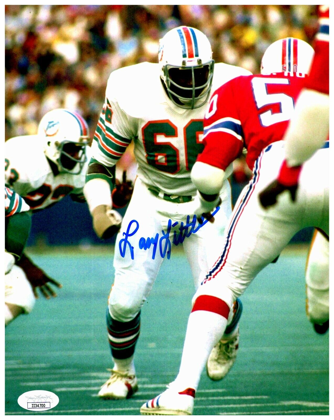 Larry Little 1972 Miami Dolphins Autographed Signed 8x10 Color Photo JSA