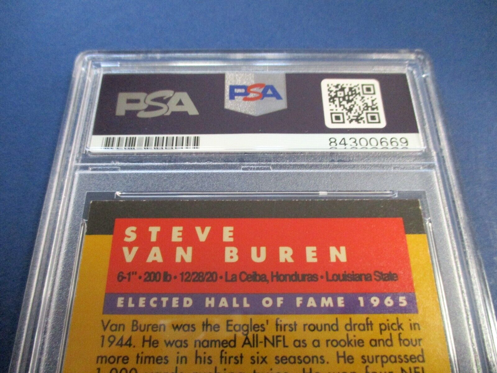 Steve Van Buren Autographed Signed 1991 Enor HOF Card #146 PSA Slab Auth B