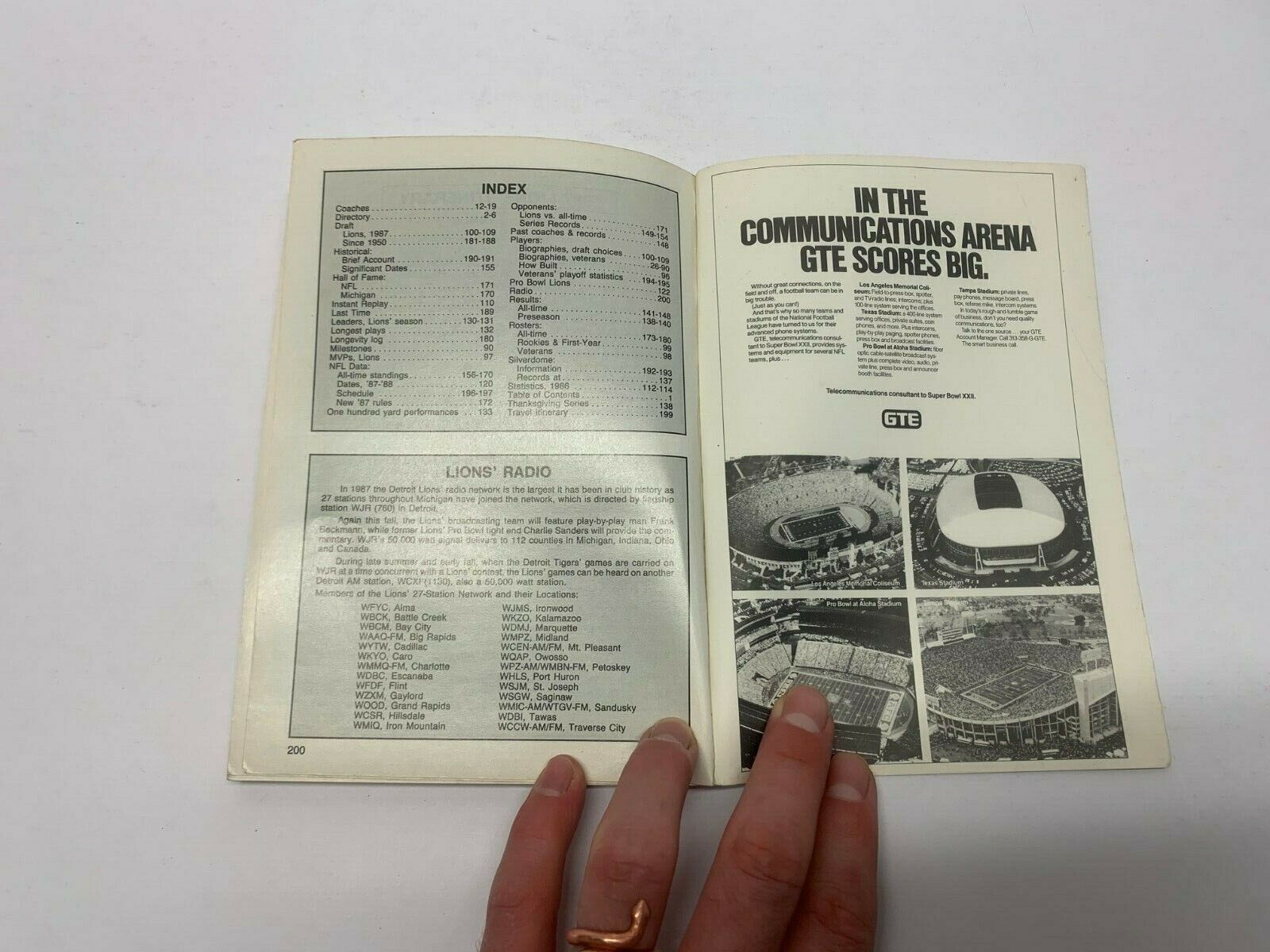 1987 Detroit Lions Media Guide small Booklet in excellent condition