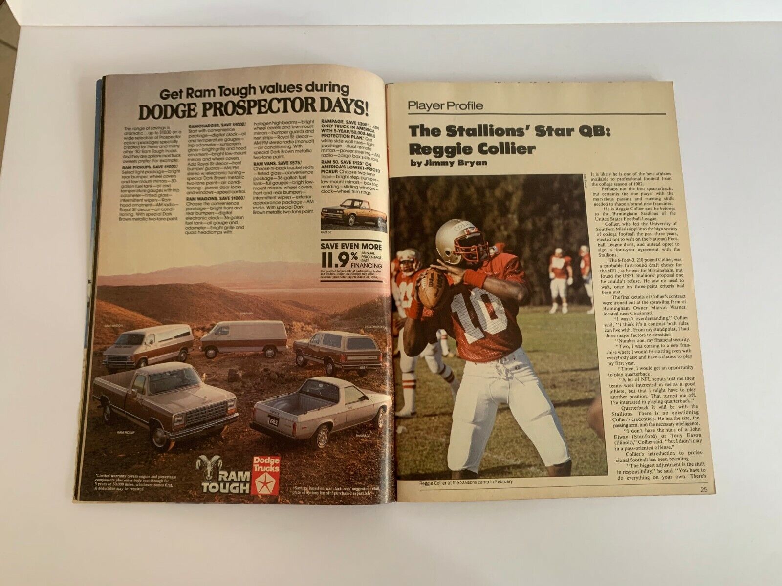 USFL Kickoff Sports Magazine  Bandits vs Blitz 1983 Game Program