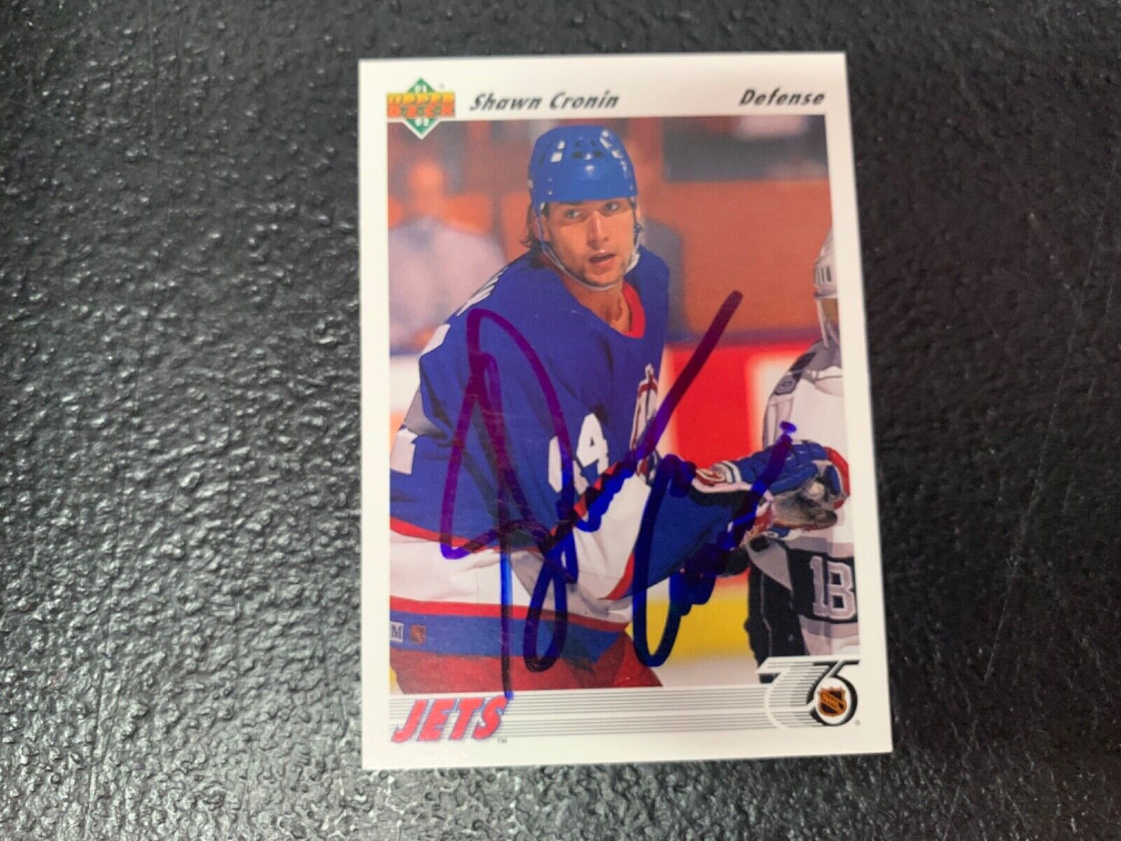 Shawn Cronin Winnipeg Jets Hand Signed 1991-92 UD Hockey Card #478 NM-MT