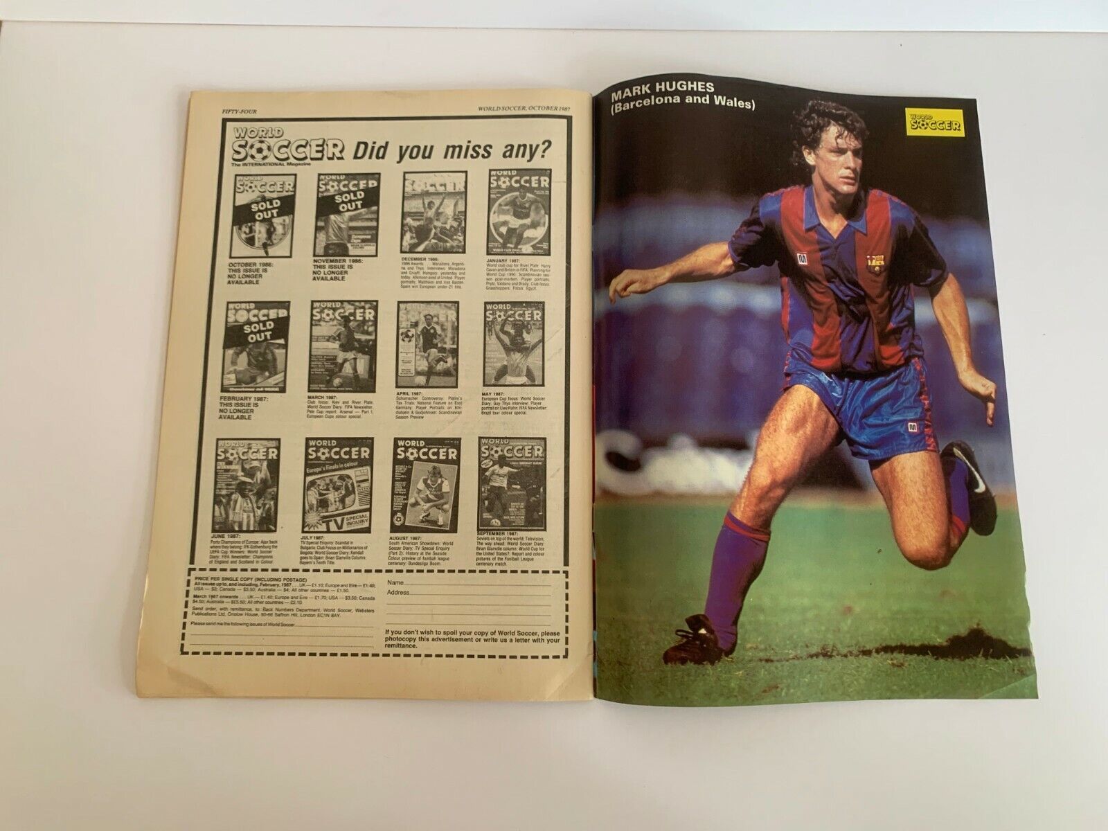 World Soccer International Magazine Ian Rush October 1987 Edition VG