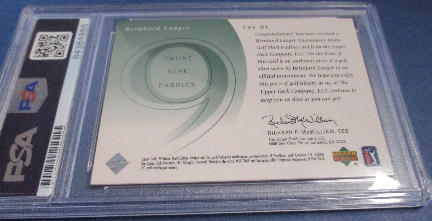 PGA's Bernhard Langer Autographed Signed 2002 Upper Deck SP Card PSA Slab