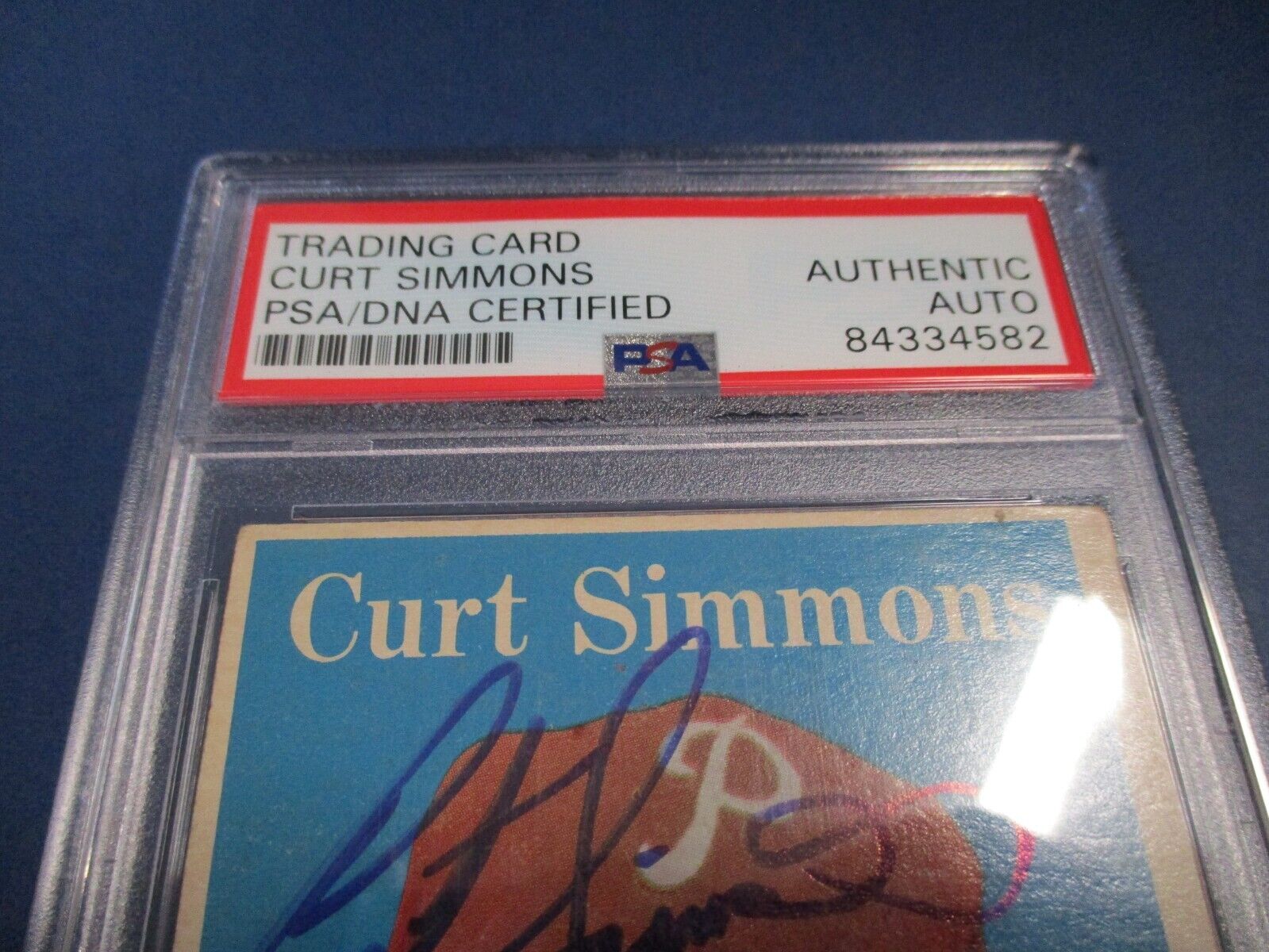 MLB's Curt Simmons Phillies Autographed Signed 1958 Topps Card #404 PSA Slab