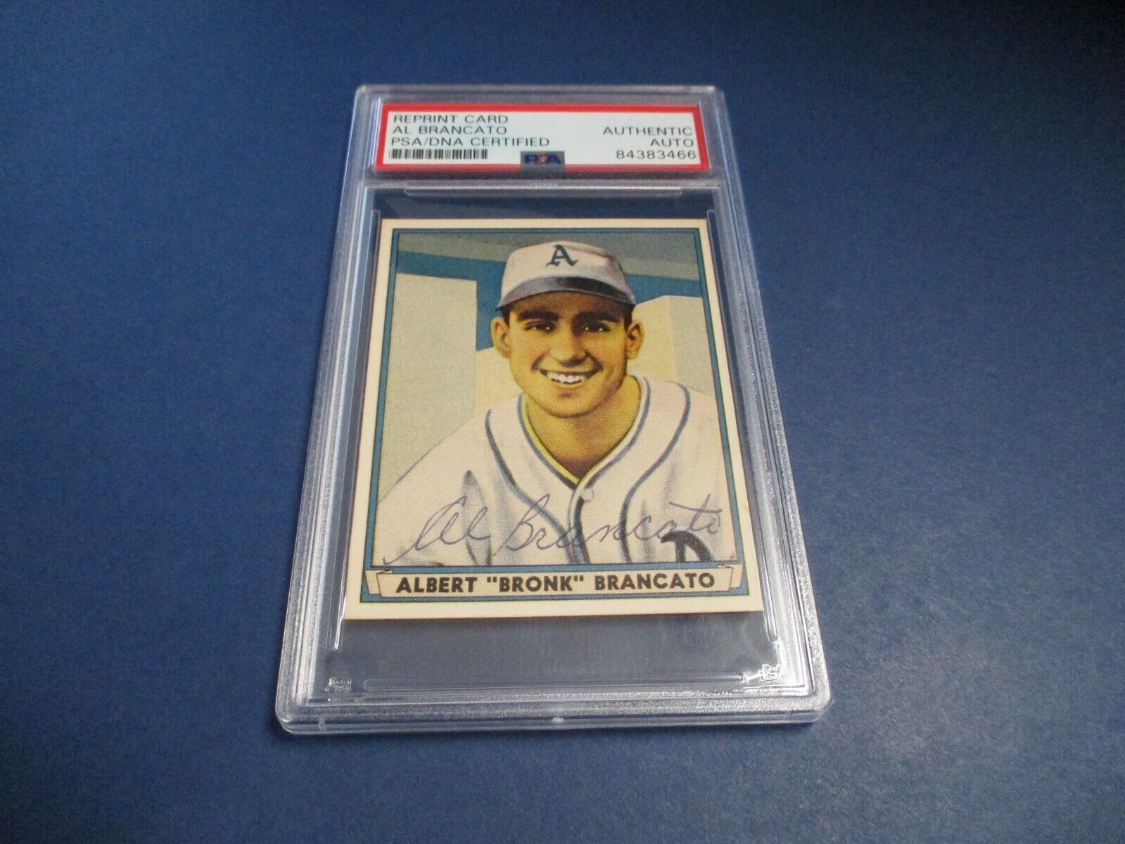 MLB Al Brancato Athletics Autographed Signed 1941 Playball RP Card #43 PSA slab