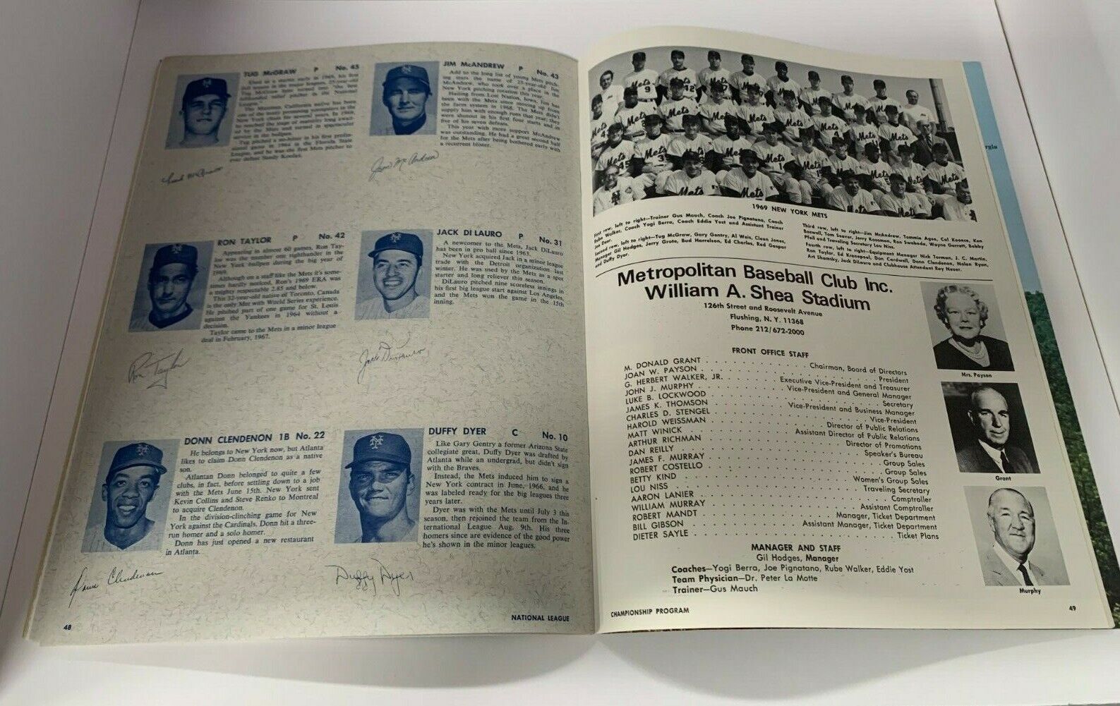 1969 National League Championship Program NY Mets vs Braves unscored Ex Cond.