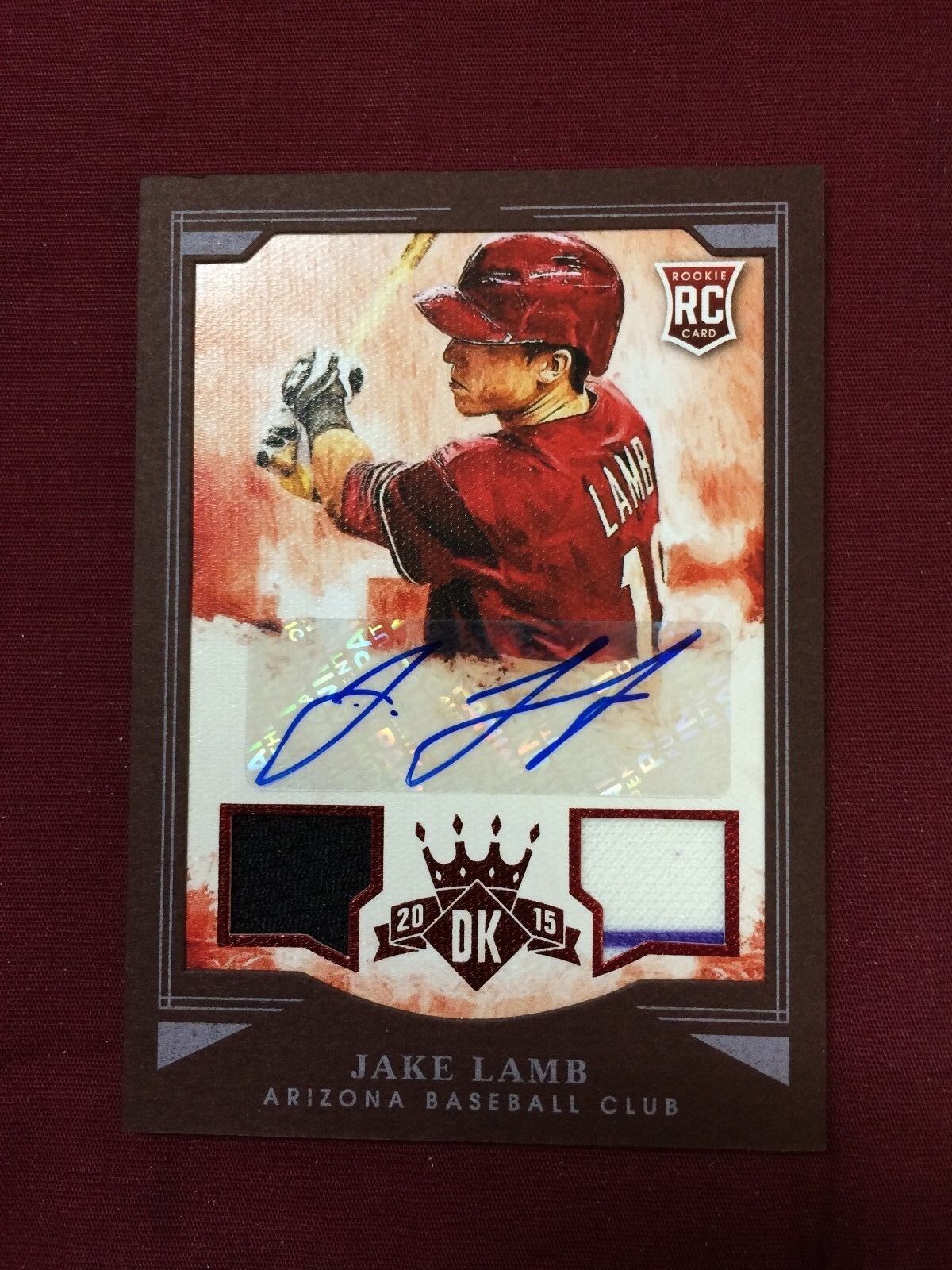 JAKE LAMB 2015 DIAMOND KINGS DUAL GAME JERSEY AUTOGRAPH AUTO #67/99