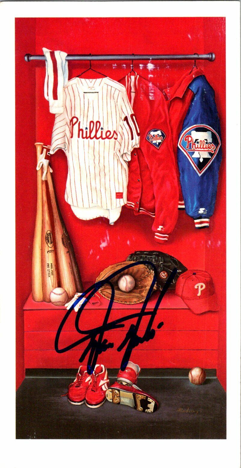 Darren Daulton Autographed Signed Dutch Den 4x7.5 Postcard Blue Sharpie