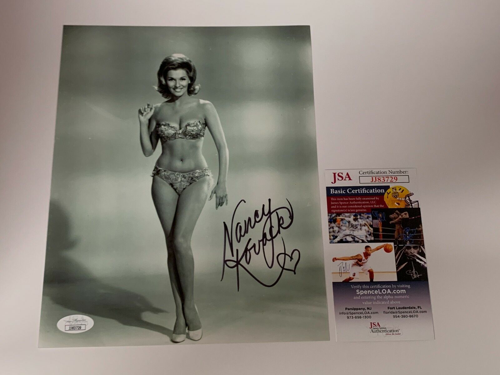 Nancy Kovak Swimsuit Autographed Signed 8x10 B&W Photo JSA COA #JJ83729