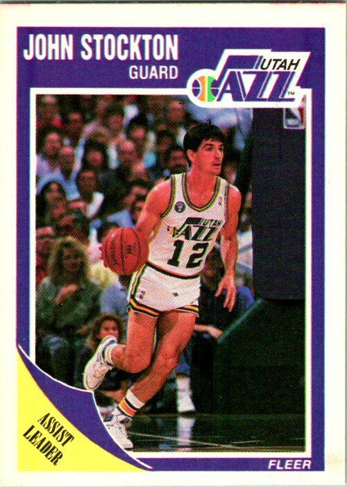 1989 Fleer Basketball Card John Stockton 2nd Year Misprint Card! Blank Back