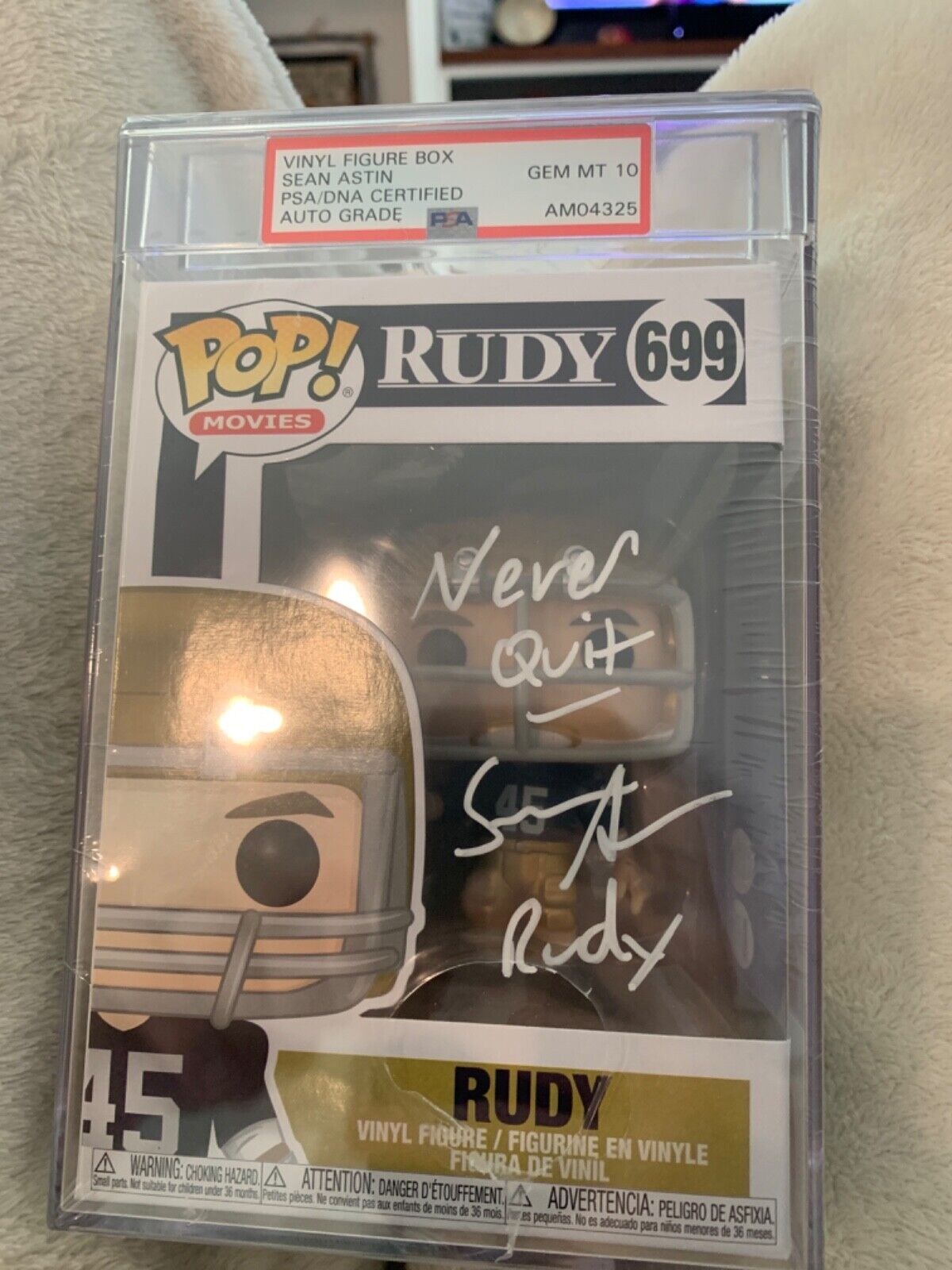 Sean Astin Signed Funko Pop PSA Slabbed Certified Norte Dame Rudy 699 GEM 10