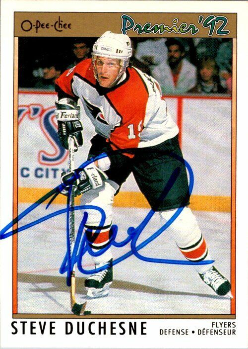 Steve Duchesne Philadelphia Flyers Hand Signed 1991-92 OPC Hockey Card #13 NM