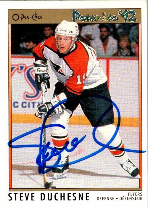 Steve Duchesne Philadelphia Flyers Hand Signed 1991-92 OPC Hockey Card #13 NM