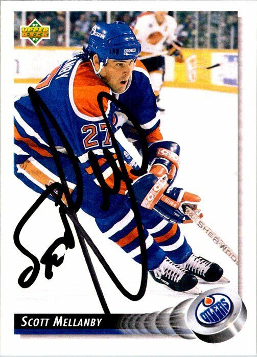 Scott Mellanby Edmonton Oilers Hand Signed 1992-93 UD Hockey Card #119 NM