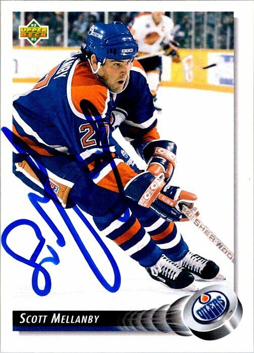 Scott Mellanby Edmonton Oilers Hand Signed 1992-93 UD Hockey Card #119 NM