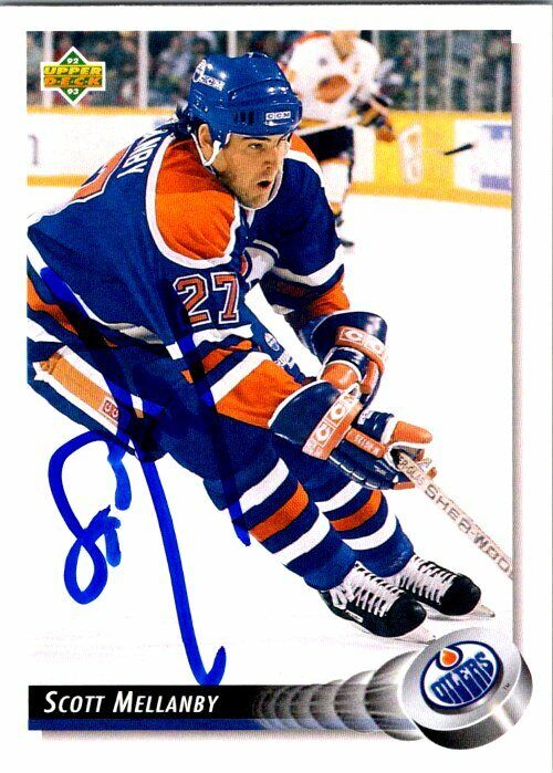 Scott Mellanby Edmonton Oilers Hand Signed 1992-93 UD Hockey Card #119 NM