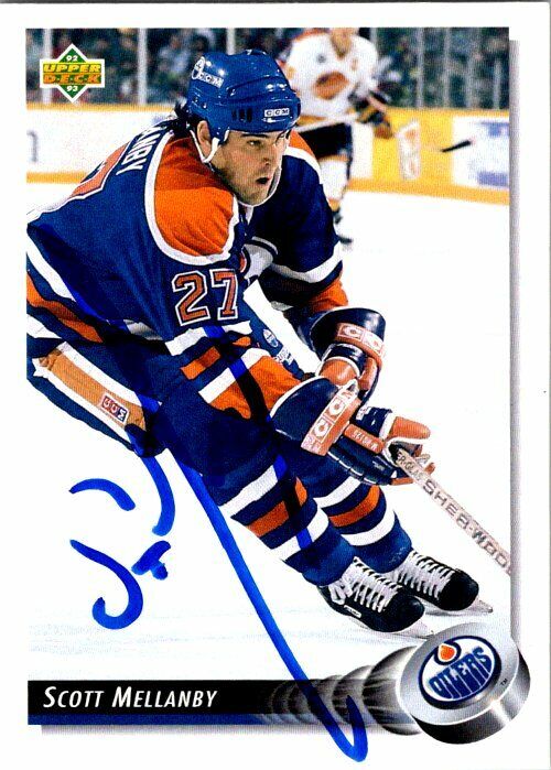 Scott Mellanby Edmonton Oilers Hand Signed 1992-93 UD Hockey Card #119 NM