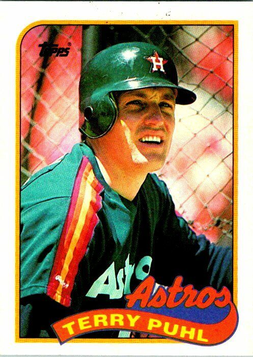 Terry Puhl Houston Astros 1989 Topps Misprint Card Ron Oester Backside