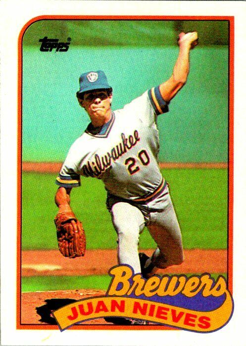 Juan Nieves Milwaukee Brewers 1989 Topps Misprint Card Mike Jackson Backside