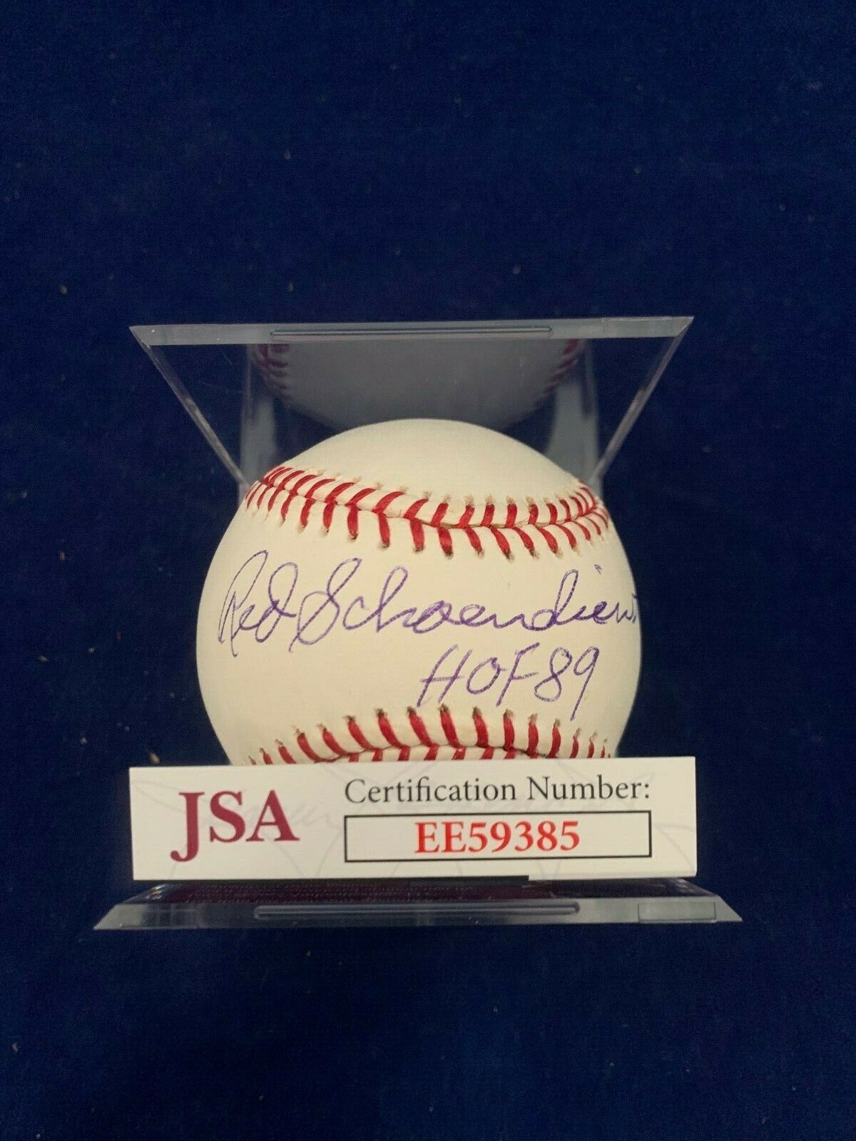 Red Schoendienst Hall of Fame 1989 Signed Baseball with JSA COA