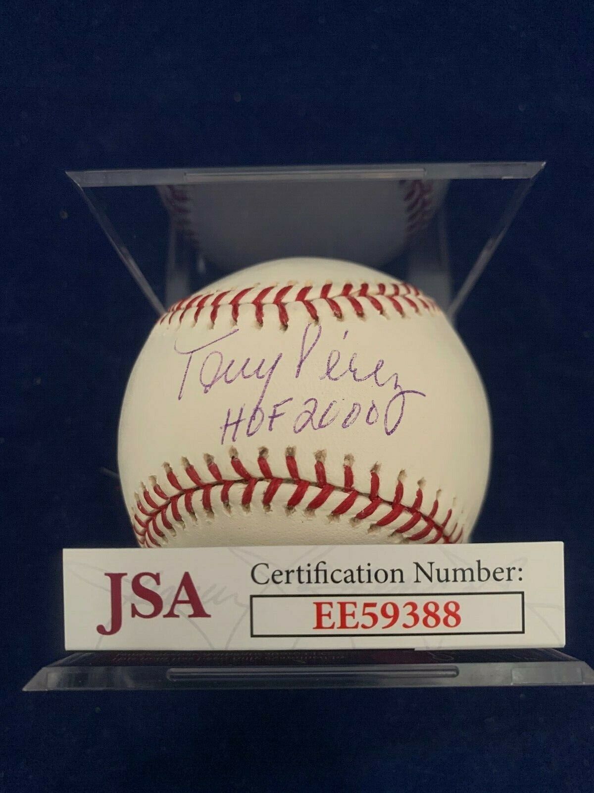 Tony Perez Hall of Fame 2000 Signed Baseball with JSA COA