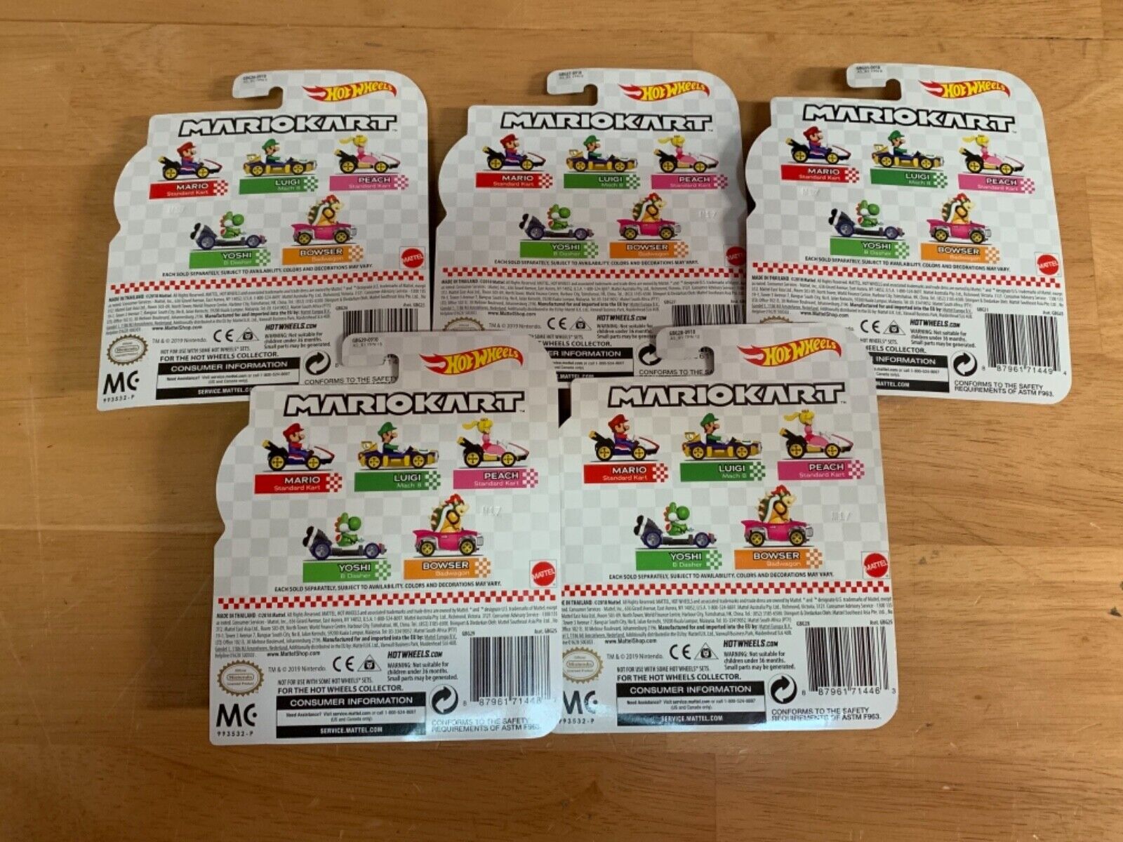 Hot Wheels Diecast Mario Kart Set of 5 Cars