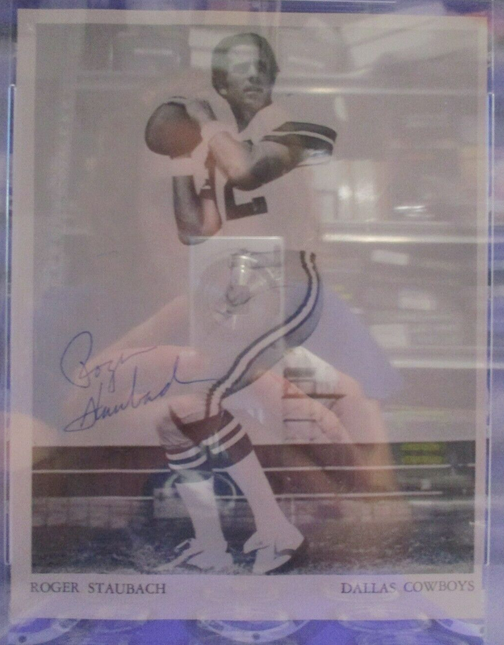 Roger Staubach Autographed Signed 5x7 B&W Cowboys Team Photo PSA Slab #84796858