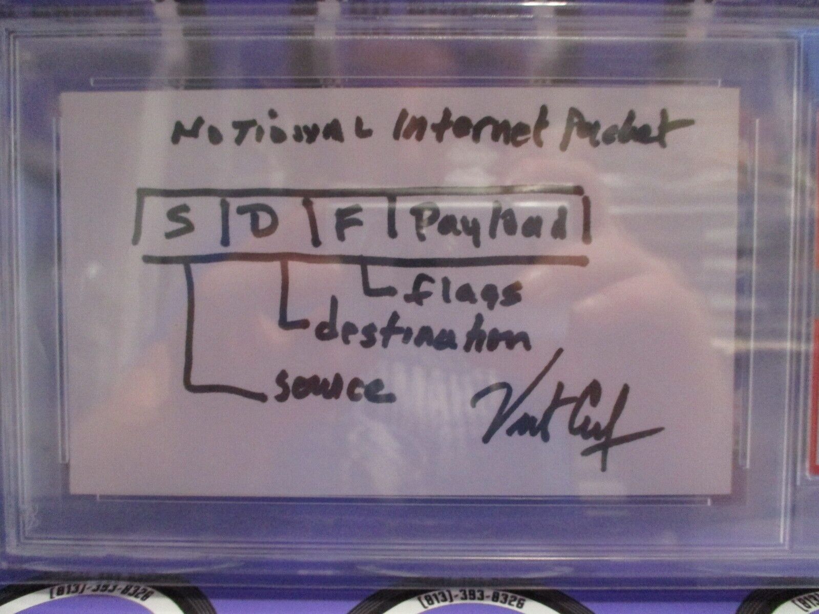 Vint Cerf Internet Autographed Signed Index Card PSA Gem Mint 10 Slab #84689053