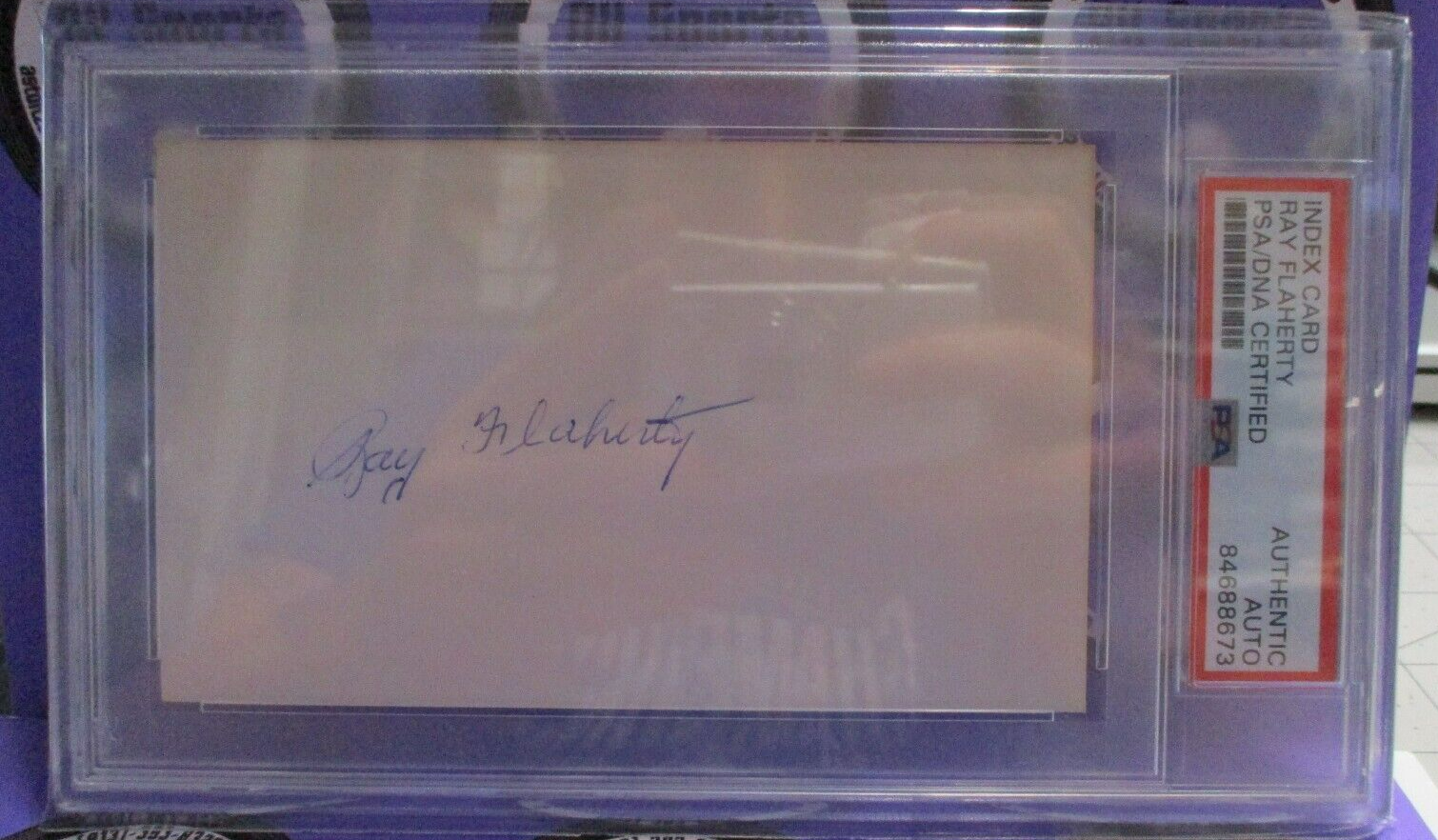 Ray Flaherty Giants HOF 1976 Autographed Signed Index Card PSA Slab #84688673