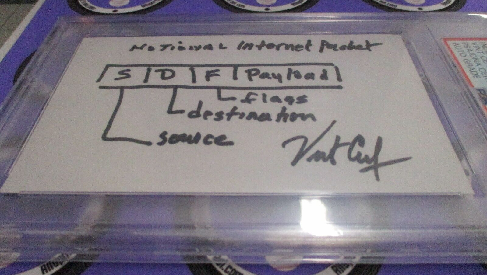 Vint Cerf Internet Autographed Signed Index Card PSA Gem Mint 10 Slab #84689053