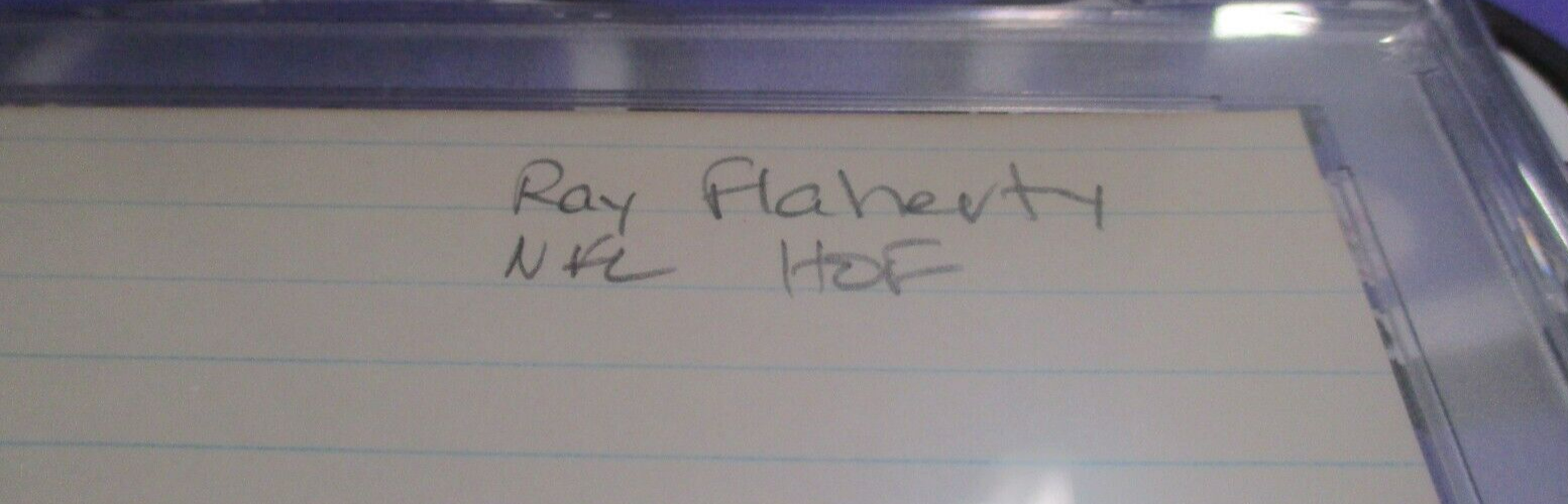 Ray Flaherty Giants HOF 1976 Autographed Signed Index Card PSA Slab #84688673