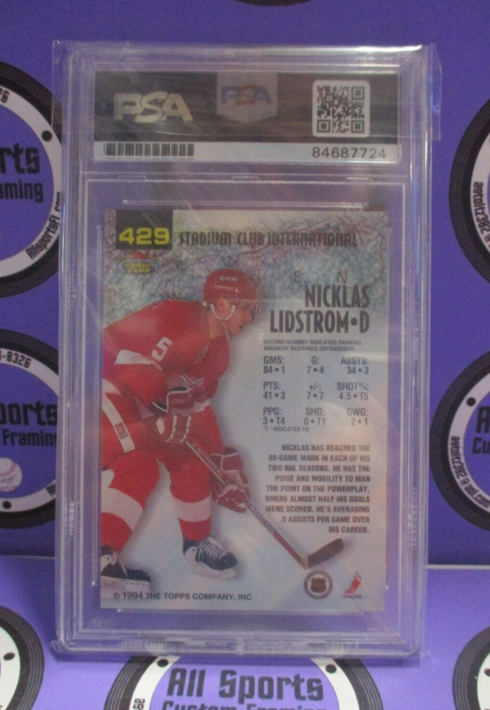 Nicklas Lidstrom Autographed Signed 1994-95 Stadium Club Card PSA Slab #84687724