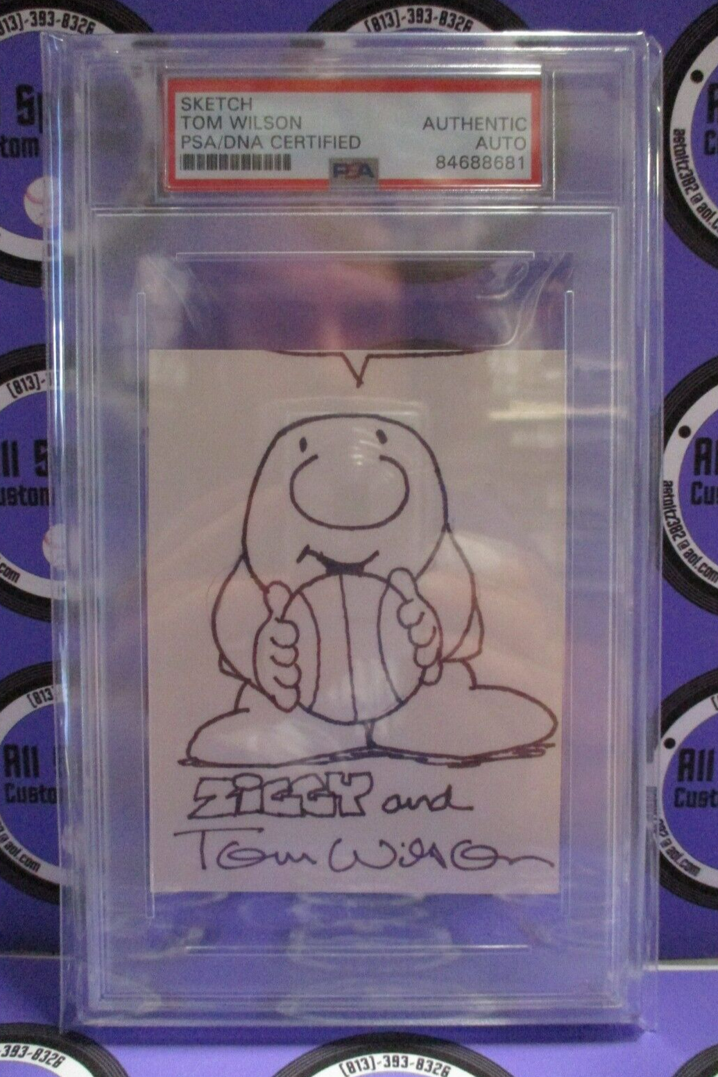 Tom Wilson Ziggy Cartoon Artist Autographed Signed Index Card PSA Slab #84688681