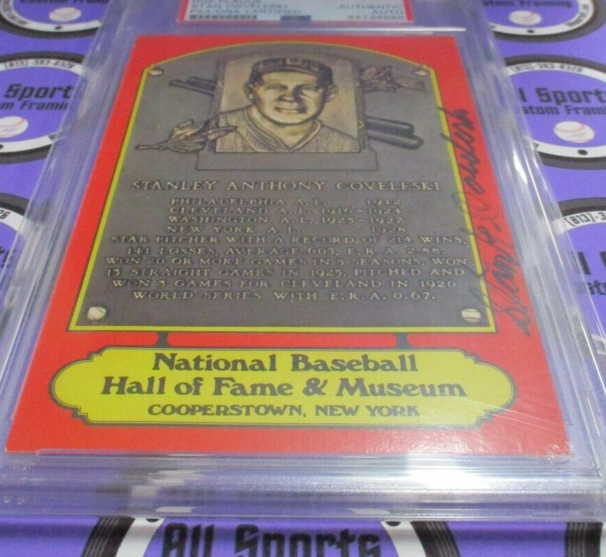 Stan Coveleski Autographed Signed HOF 1969 Dexter Press Card PSA Slab #84796686