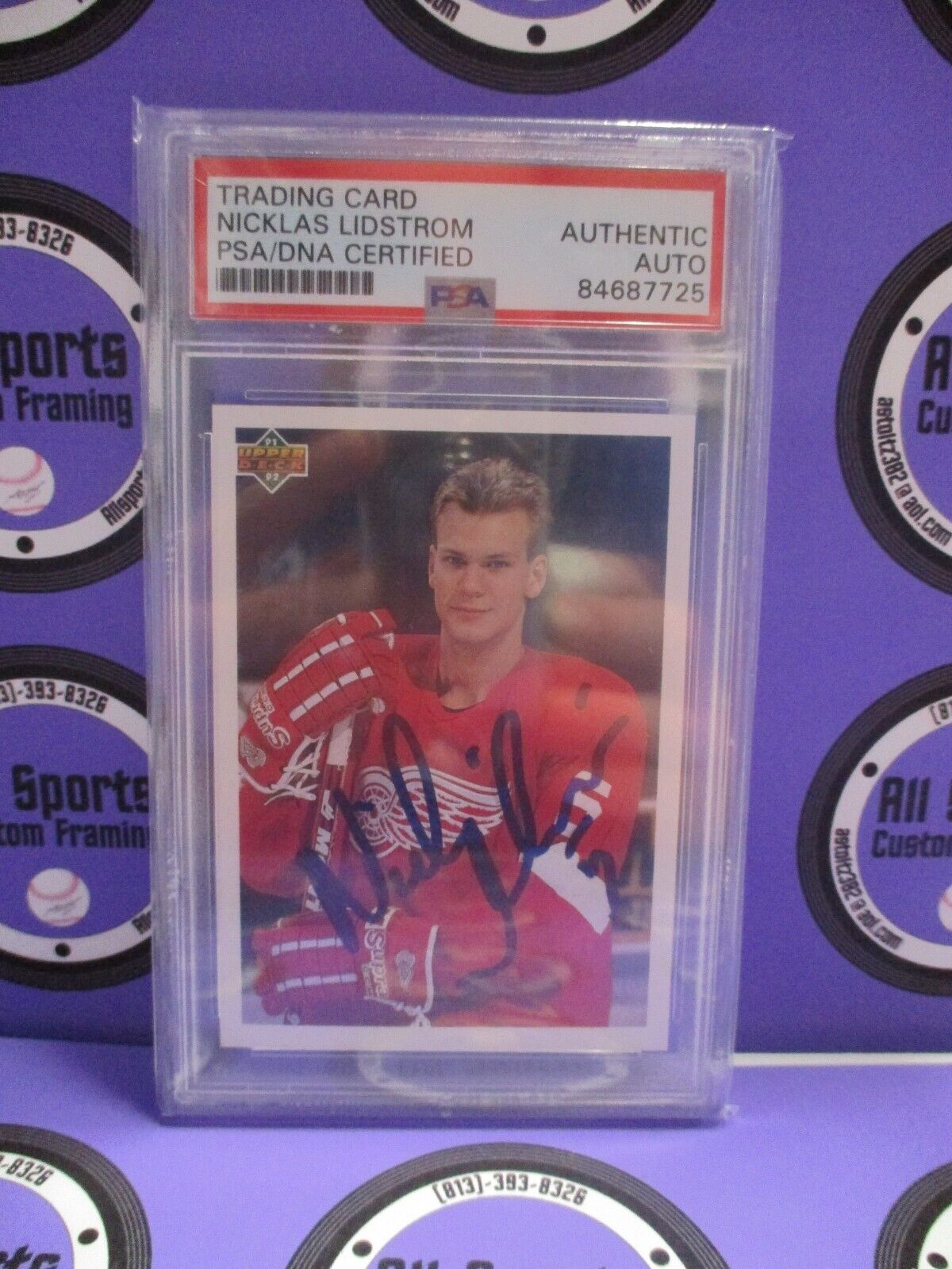 Nicklas Lidstrom Autographed Signed 1991-92 Young Guns Card PSA Slab #84687725