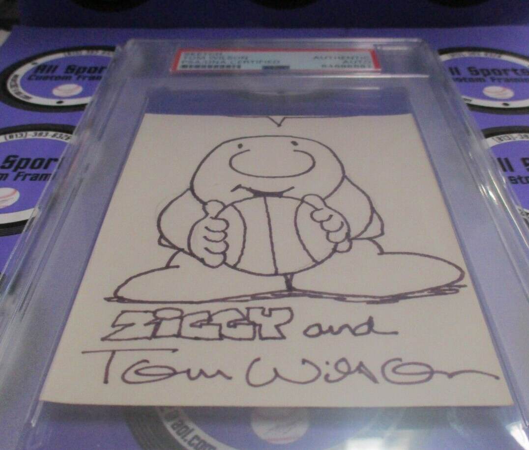 Tom Wilson Ziggy Cartoon Artist Autographed Signed Index Card PSA Slab #84688681