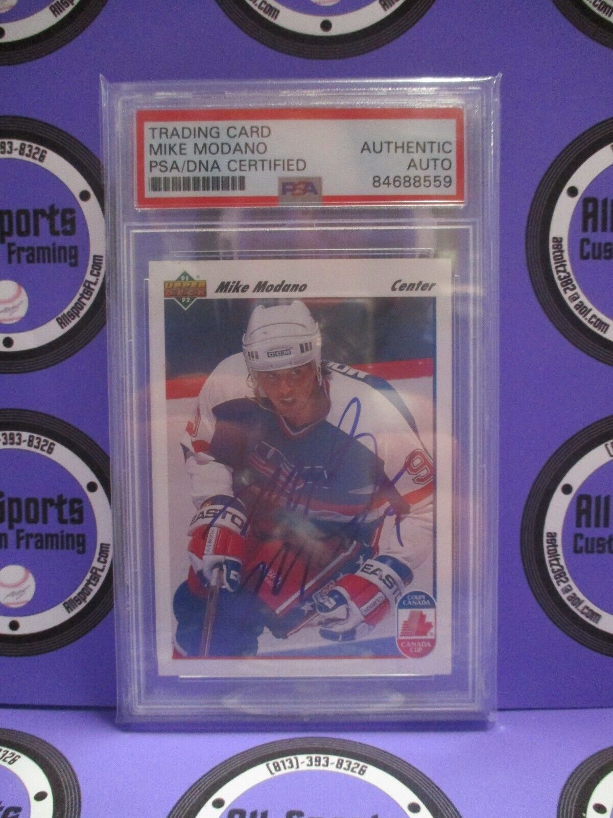 Mike Modano USA Autographed Signed 1991-92 Upper Deck Card PSA Slab #84688559